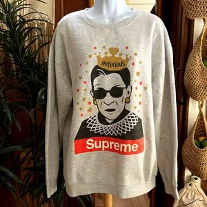 Notorious RBG Supreme Parody Sweatshirt L | Feminist Graphic Streetwear Pop Art